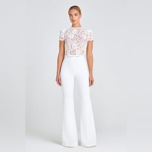 NADINE MERABI White Hottie Lace Flare Jumpsuit
